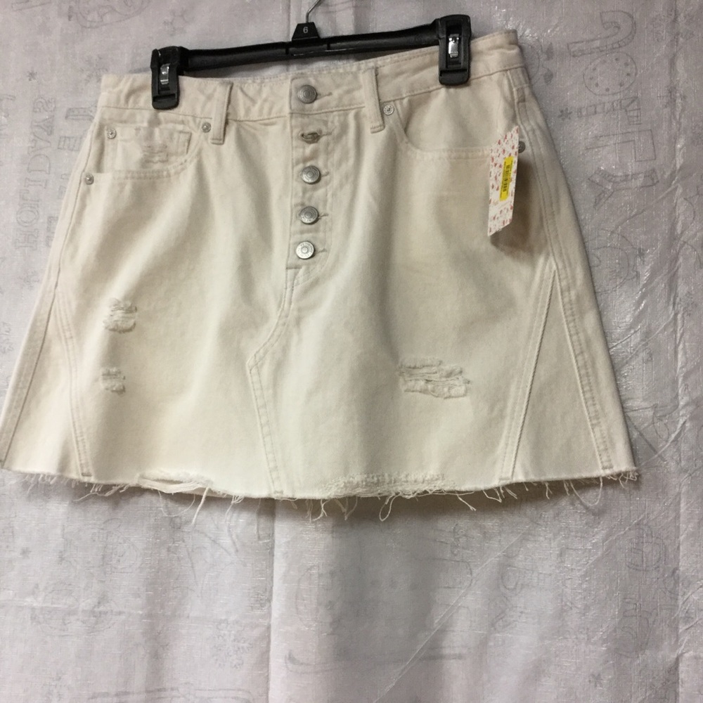 Free People Denim Skirt White 31 Mini Cotton - Picture 8 of 15